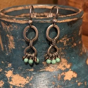 Silpada silver green howlite & bronze earrings
